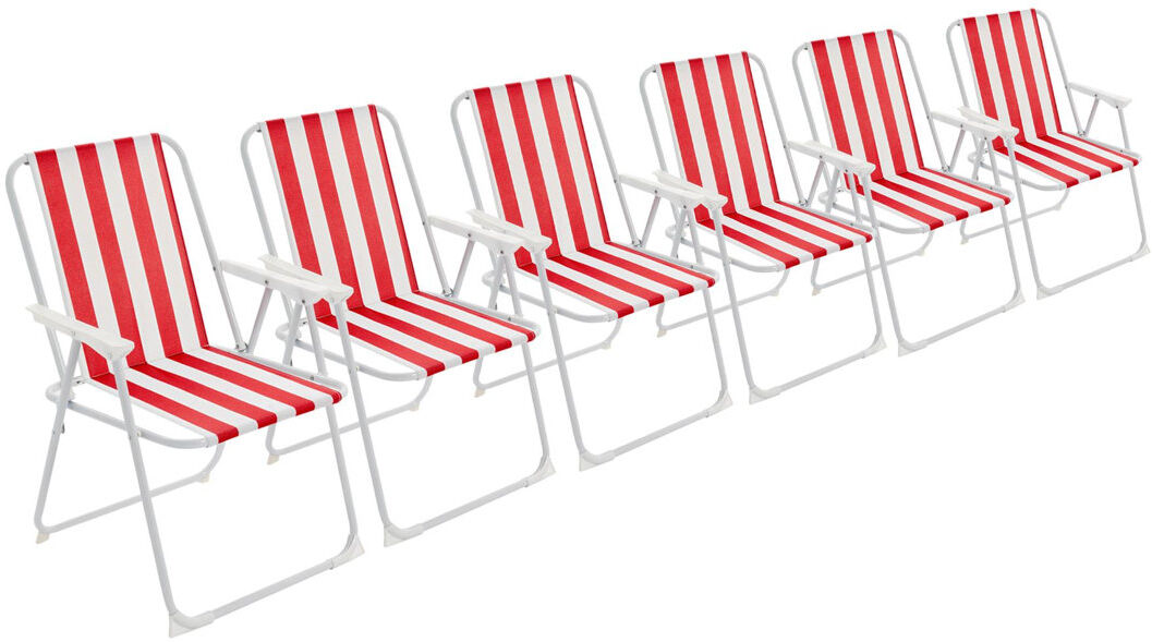 Harbour Housewares Folding Metal Beach Chairs Red 78.5cm H X 53cm W X 70cm D