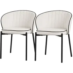 ML-Design Esszimmerstühle 2er Set Beige, Stoffbezug & Metallbeine