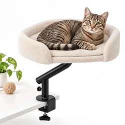 Relaxdays Katzenbett für Schreibtisch Beige,Schwarz
