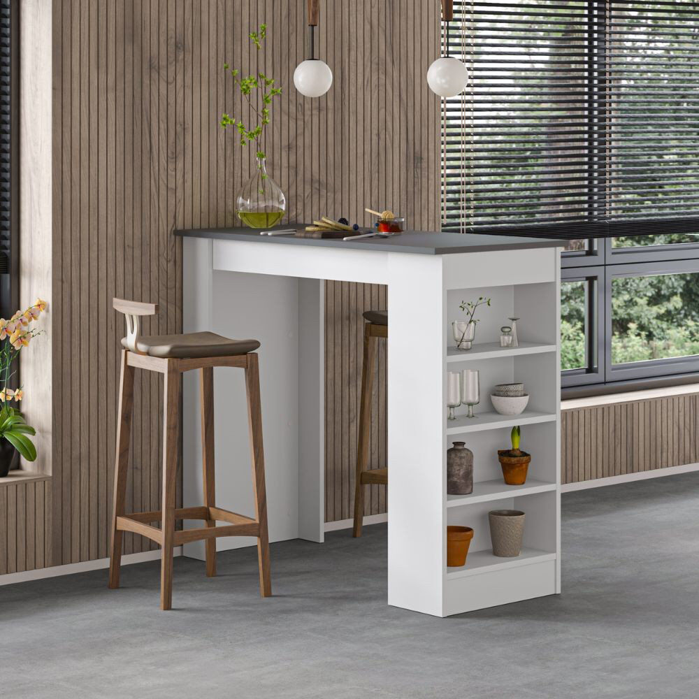 17 Stories Liviah 117 Dining Table Stylish Multi-Functional Kitchen Table Anthracite/White