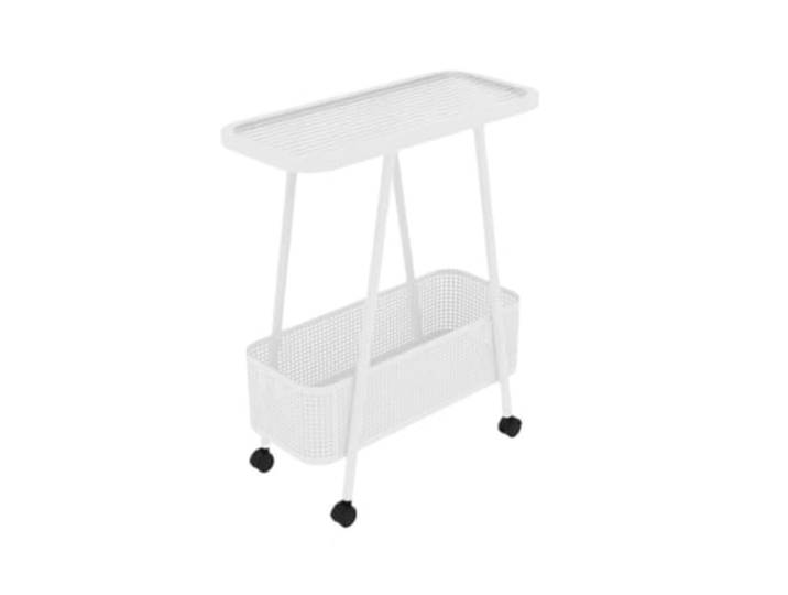 Zimmer Beweglicher Nachttisch aus Schmiedeeisen for den Heimgebrauch Schlafzimmer-Nachttisch-Aufbewahrungsregal, kleiner Beistelltisch(Weiß,Mittel)