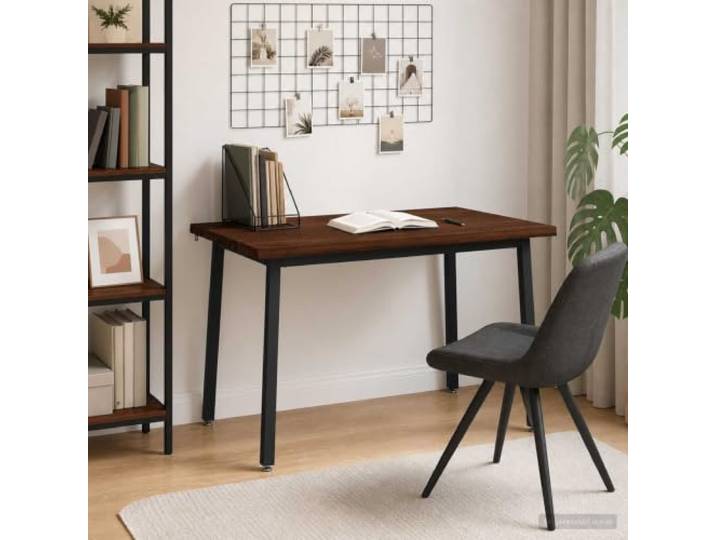 Moderner Esstisch, 120 x 70 x 75 cm, Akazienholz, massiv, Dunkelbraun Massives Akazienholz, Beine aus verzinktem Stahl, modernes Design, Innenbereich, rutschfestes Zubehör