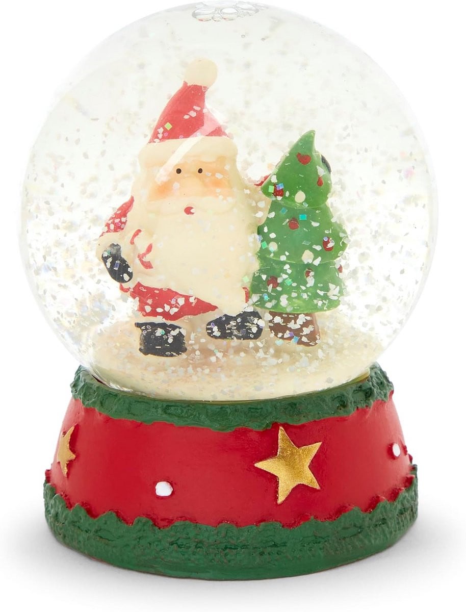Sneeuwbol Kerstdecoratie met Kerstman en Kerstboom - Glazen Domesfeer