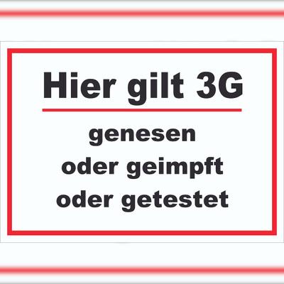 HB-Druck Hier gilt 3G Hinweis Schild mit Text waagerecht A5 (148x210mm)