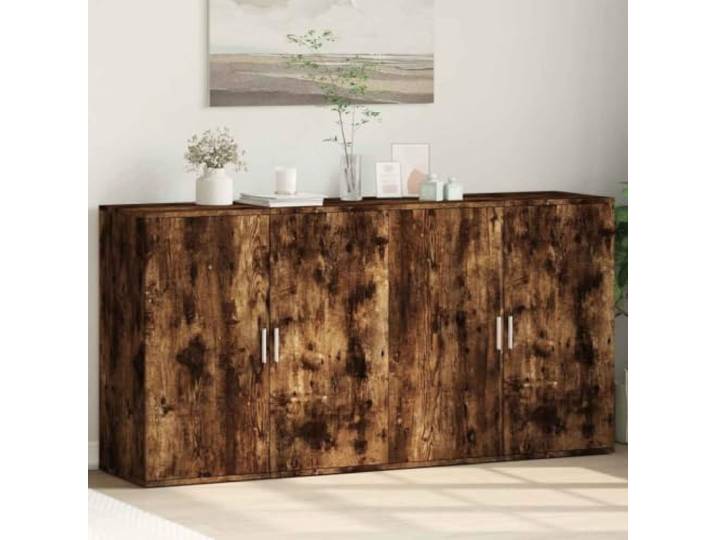 Jkghdrt 2er Set Sideboard Räuchereiche 79x38x80 cm Holzwerkstoff Schrank 2 Stück, Räuchereiche, Holzwerkstoff, 79x38x80 cm, pflegeleichte Oberfläche, vielseitig nutzbar