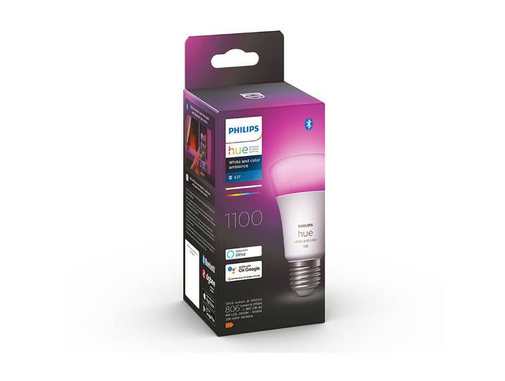 Philips Hue Smarte LED-Kolben E27 Weiss und Farbig 75 W - LED - Lichtfarbe: Warmweiss – Kaltweiss- LED Leuchtmittel