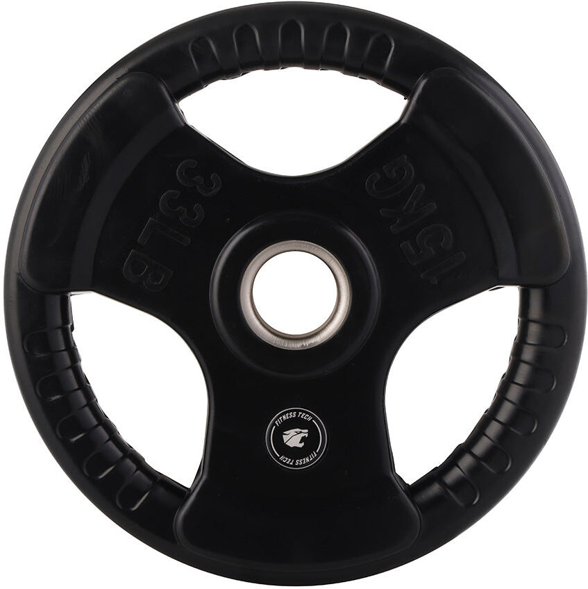 Fitness Tech Set de 2 discos triple agarre .  (15 Kg) Negro