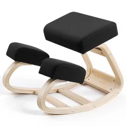 VEVOR Ergonomischer Kniehocker mit Dicken Schaumstoffpolstern & Stabilem Massivholzrahmen, Kniestuhl zur Entlastung von Nacken und Rücken, bis 65 Belastbar, Ideal für Zuhause Büro Meditation, Schwarz