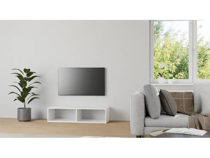 Niedriges Hifi-Rack MDF Beschichtet MDF Weiß matt