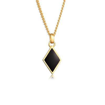 Kette mit Anhänger KUZZOI "Halskette Raute Emaille Geo Style 925 Silber" Gr. 55, gold, Halsketten, Herren, ohne Stein, Silber 925 (Sterlingsilber)
