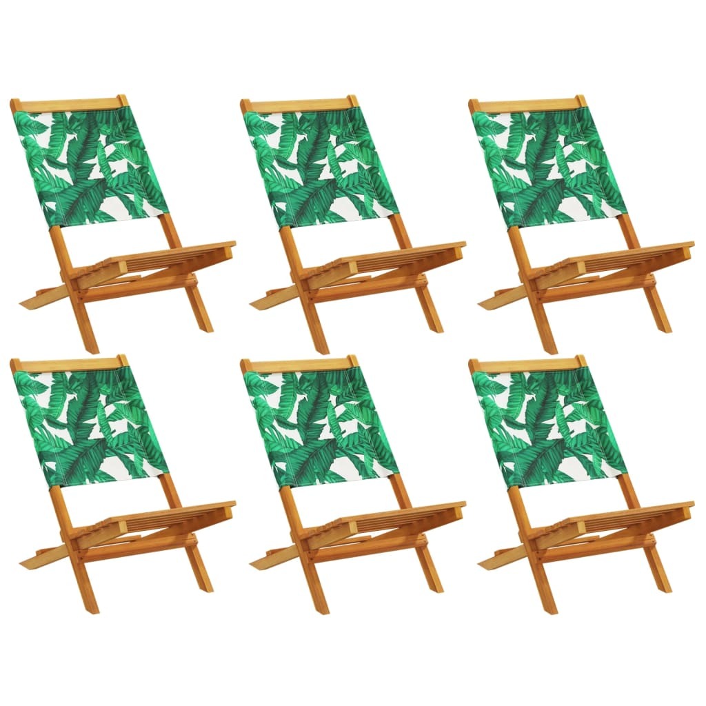 Klappstühle, 6 Stück, grüner Stoff und Massivholz