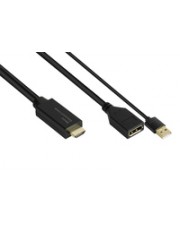 Good Connections Adapter HDMI 2.0b Stecker an DisplayPort 1.2 Buchse 4K a60Hz USB Power vergoldete Digital/Daten Digital/Display/Video (HDMI-AD22)