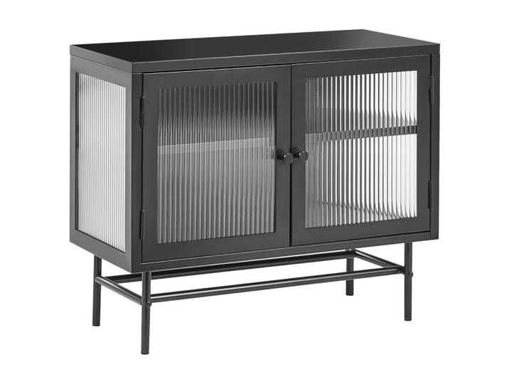SIDEBOARD mit Glastüren Metall 77 cm Schwarz Devon