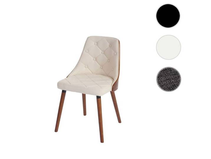 MCW Chaise de salle à manger MCW-A75 aspect noyer ~ simili cuir crème