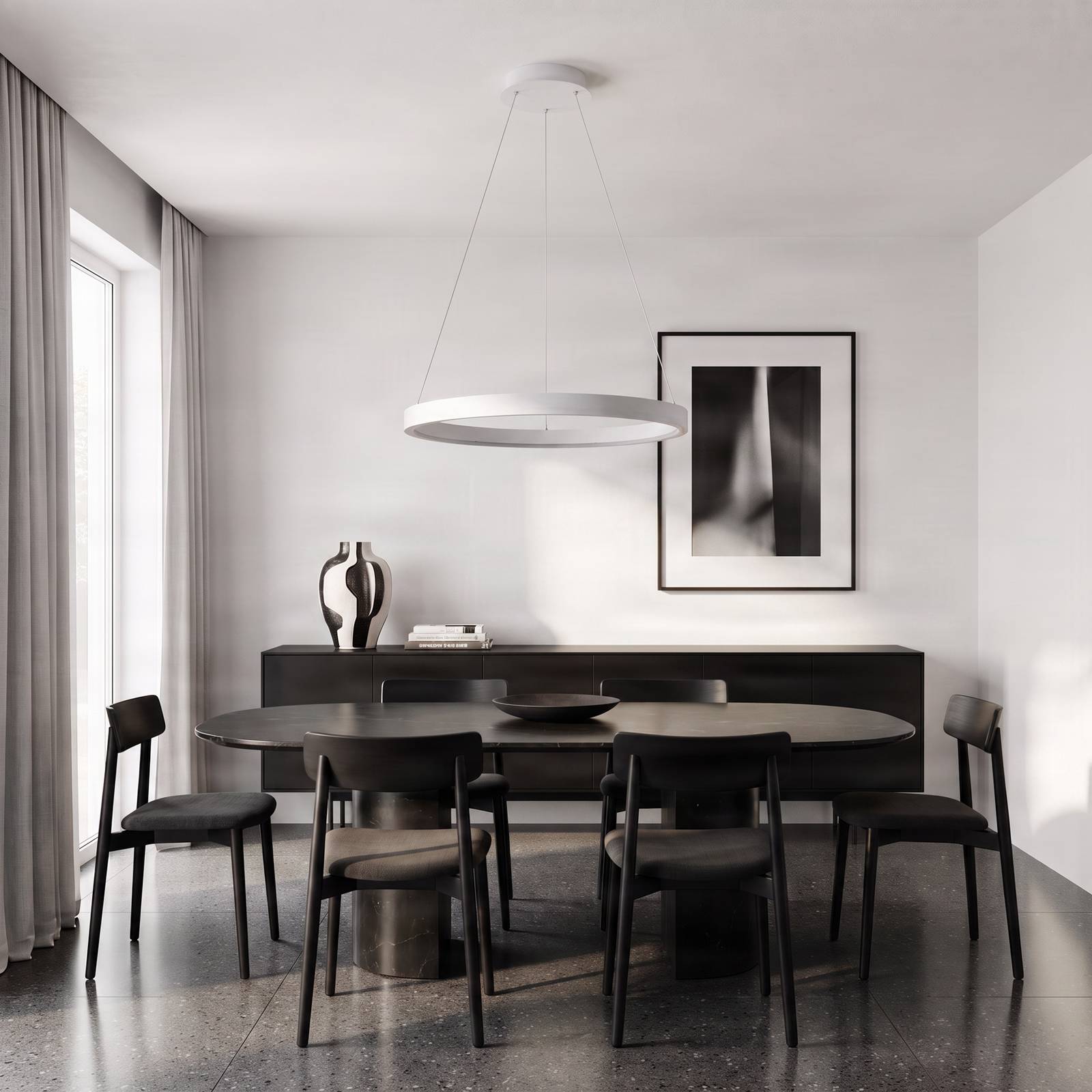 Hängelampe Albiona Arcchio, dimmbar, weiß / opal, für Küche, Metall, Modern