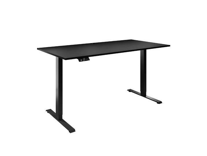 Verstellbarer Schreibtisch SPACE GAMING auf Metallbeinen, Schwarz / Schwarz matt