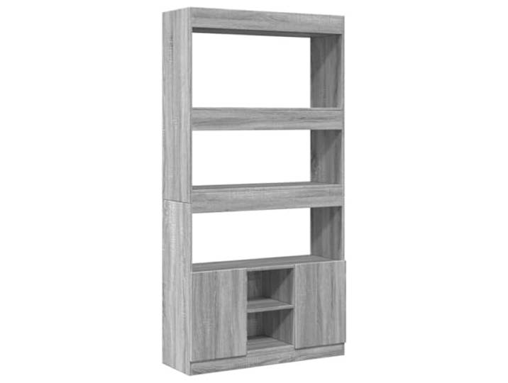 Kaorsrow Highboard Grau Sonoma 92x33x180 cm Holzwerkstoff Regal Vielseitiger Schrank mit offenen Fächern und Türen für Wohnzimmer, Büro oder Schlafzimmer. Robust und pflegeleicht.