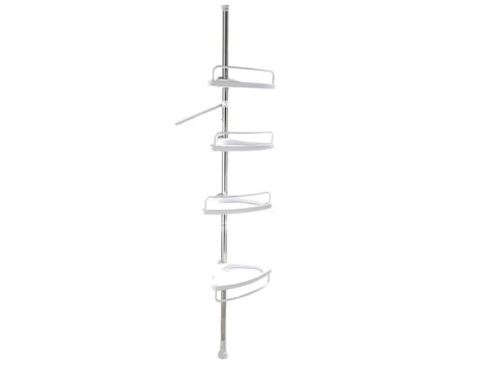 Telescopisch Douche Rek met 4 Lagen - Verstelbaar Bad / Douche Hoekrek Opbergrek voor Douchespullen, Shampoos etc - Staande Wand Douchemand Badkamer Wandrek - Uitschuifbaar van 90-273 Cm. - Kleur: Wit - Decopatent