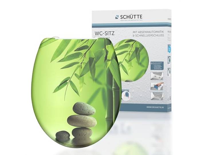 Schütte Abattant WC avec Frein de Chute Déclipsable - Green Garden Duroplast résistant aux rayures\, lunette WC frein de chute silencieux\, compatible cuvette WC suspendue et sur pieds