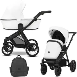 Kunert, Kinderwagen, BRAV DUO 2in1 Öko-Leder Doppelkinderwagen in Weiss - Flexibel und Kompakt für Zwei Kinder