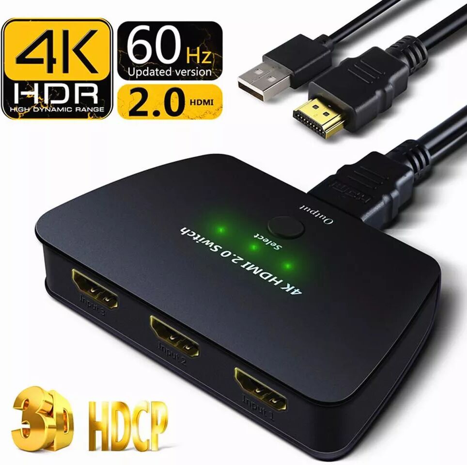 INF Commutateur HDMI 3x1 avec HDR 3D 4K