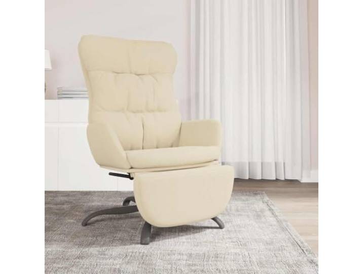 YUTAASU Relaxsessel with Footrest, Cream Fabric 360 Degree Swivel, Metal Frame, Breathable Fabric, Living Room Chair
