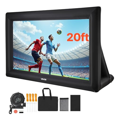 VEVOR Opblaasbaar projectiescherm 16:9 met draagbare tas, 600D wasbaar filmscherm, B/D/H: 513 x 185 x 330 cm