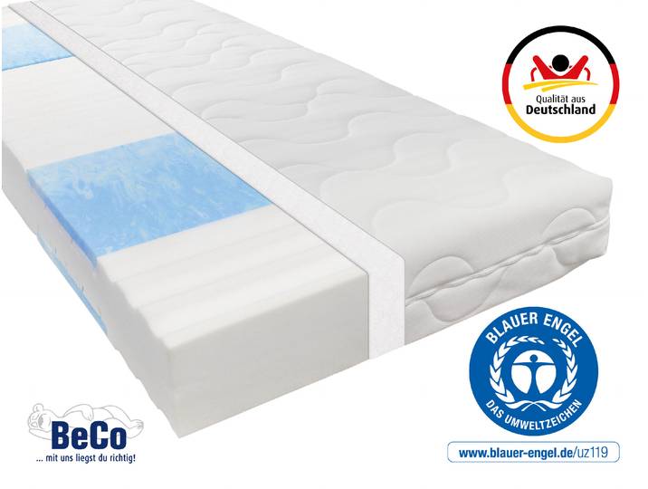 Kaltschaummatratze BECO Blue Vision, Matratze in 90x200 und vielen weiteren Grössen erhältlich , weiss (weiß), B:100cm H:18cm L:200cm, Obermaterial: 100% Polyester, Matratzen, Kaltschaummatratze, Blauer Engel-Auszeichnung, atmungsaktiv, ergonomische Körperanpassung