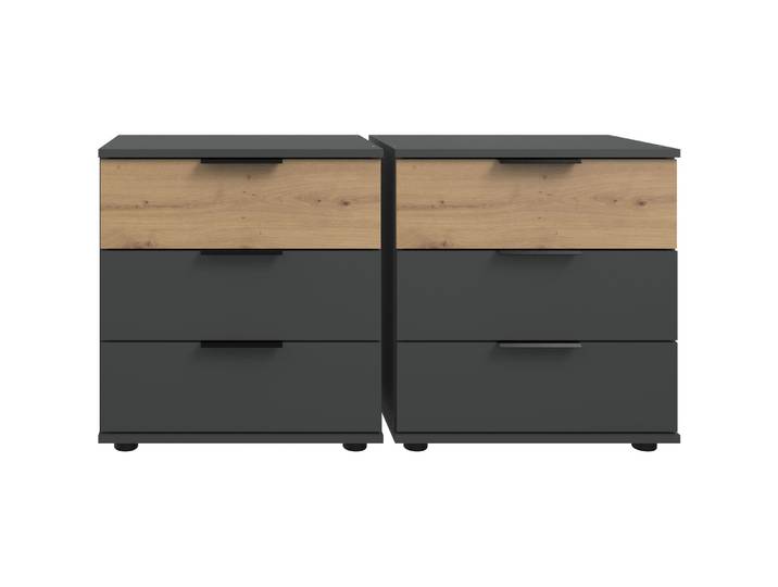 Nachttisch Shane Eiche, Graphit Holzwerkstoff B 104 H 58 cm - Nachttisch