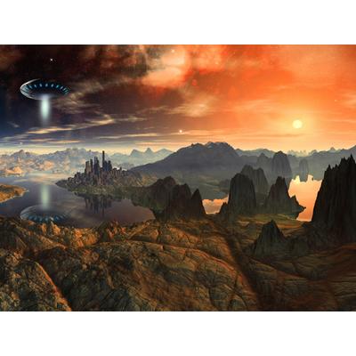 Fototapete PAPERMOON "PLANETEN-FUTURISTISCH WELTRAUM MOON GALAXIE UNIVERSUM", bunt, B:3m L:2,23m, Vlies, Tapeten