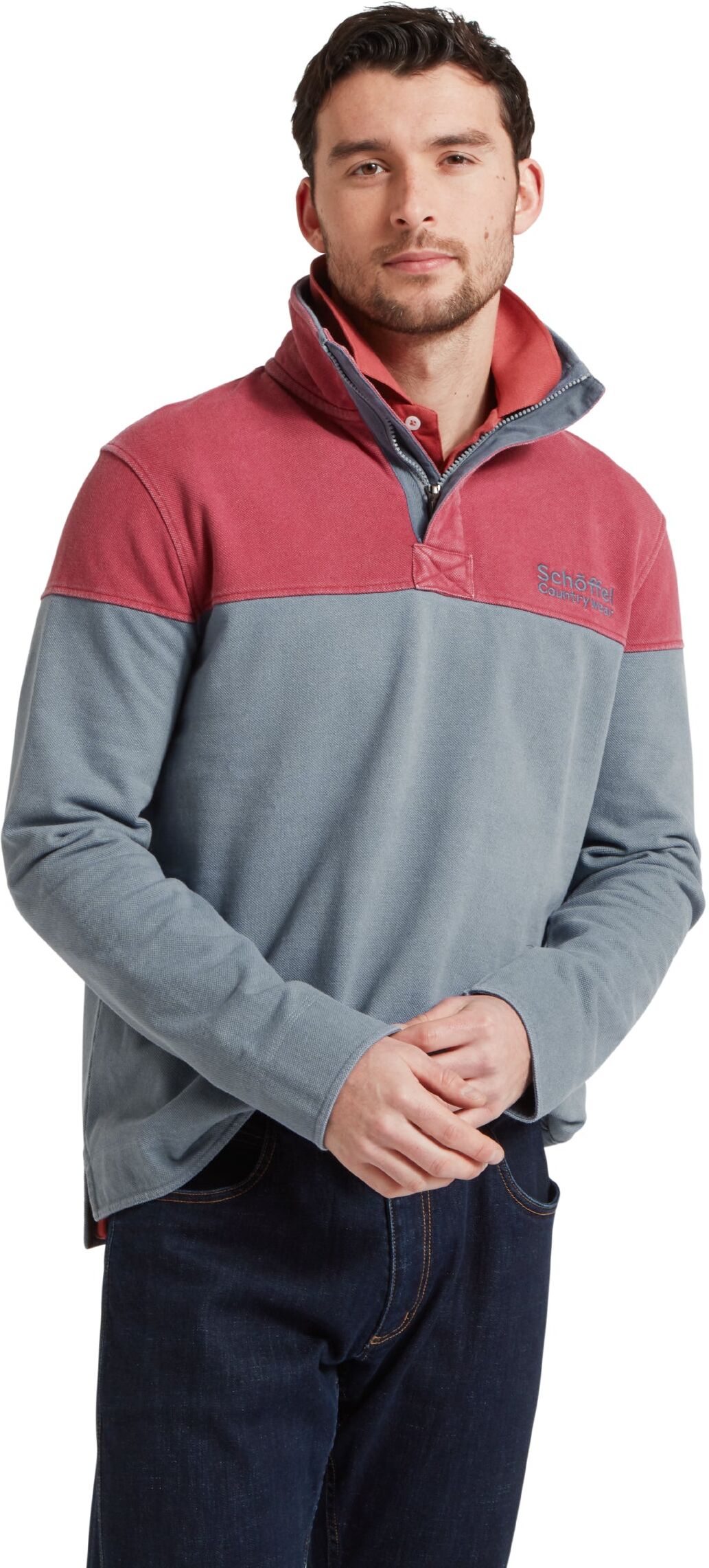 Schöffel Country Helford Heritage Quarter Zip Sweatshirt - Red - Size S - Men