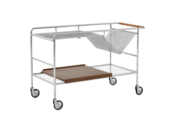 &Tradition Alima Aufbewahrungswagen lackierte Walnuss Chrome & lacquered walnut