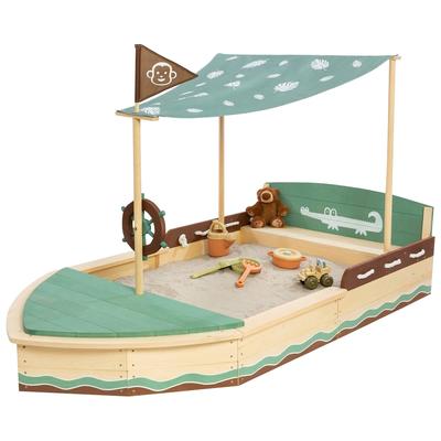 Sandkasten MUDDY BUDDY "Jungle King", grün (natur, braun, grün), Sandkästen, Kinder, B/H/L: 110cm x 120cm x 195cm, Massivholz, natur - salbei - mokka, B:110cm H:120cm L:195cm