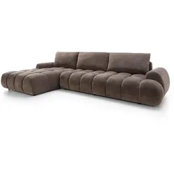 ECKSOFA GARDA Braun Chenille mit Schlaffunktion