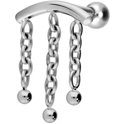 Titan Ohrpiercing mit Innengewinde BOGEN + 3 KETTEN