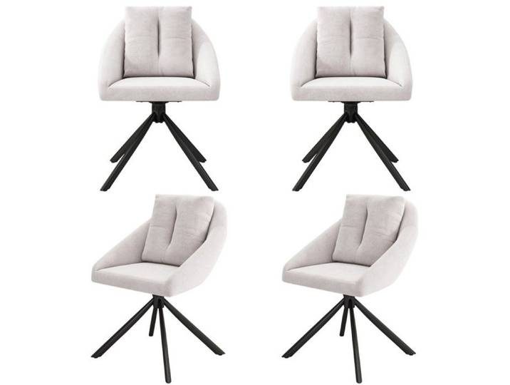 Chaise - Moderne Velours Beige Lot 4 Chaises Pivotantes Velours Respirant Design Ergonomique