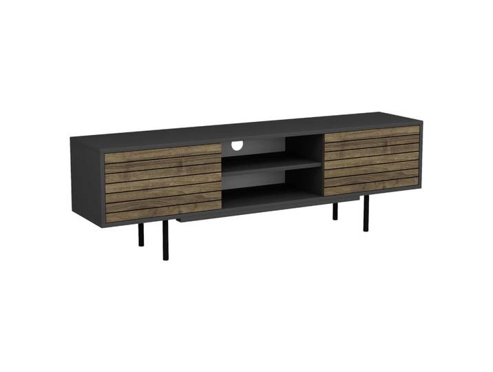 Livetastic Lowboard Kyoto, Anthrazit, 160x50.5x35 cm, Wohnzimmer, TV Möbel, Lowboards