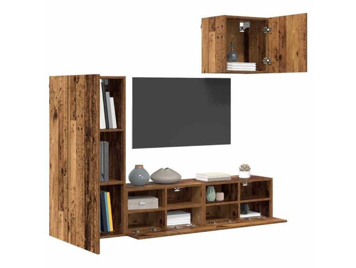 BONNEVIE - 3parcel - Meubles TV muraux 4 pièces Bois Ancien Bois d'ingénierie - Meubles TV kla55f59