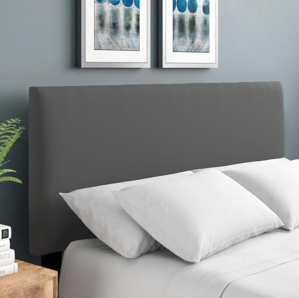 17 Stories Erian Upholstered Chenille Headboard Velvet/Grey Double (4'6)