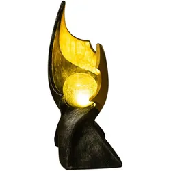LED Flamme Solar Solarlampen für Außen Garten Dekoration Solarlampe mit Flammeneffekt, gold braune Skulptur mit bezauberndem Lichteffekt, 1x LED warmweiß, H 36 cm
