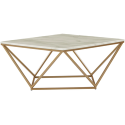 COUCHTISCH Marmor Optik beige/gold quadratisch 80/80 cm Malibu