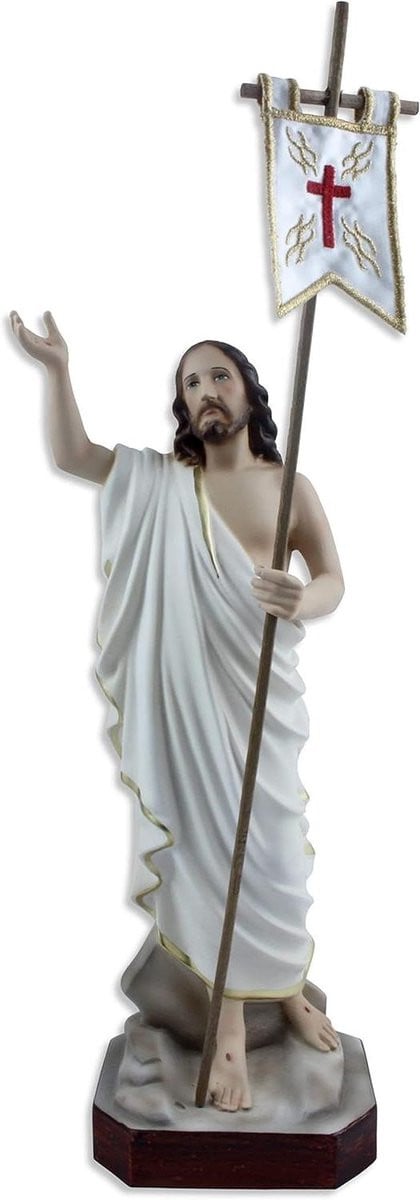 Handbeschilderd Jezus Beeldje Christus Decoratie Multicolor - Hoogte: 30 cm
