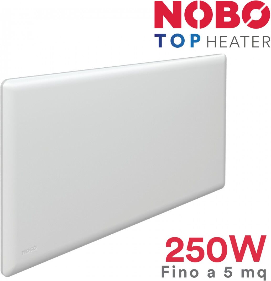 Radiatore elettrico norvegese NOBO 250W per ambienti fino a 5 m² (include termostato NCU-2Te)