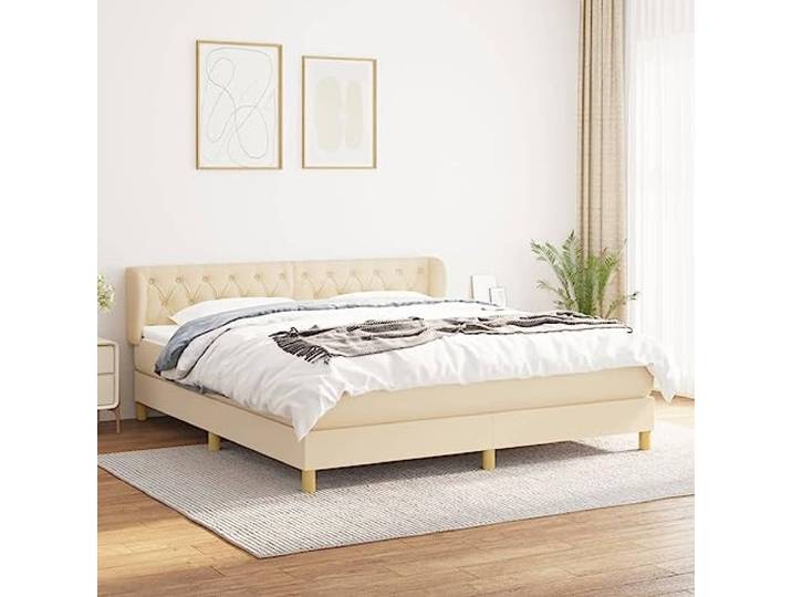 Atmungsaktiver Polsterstoff Verstellbares Kopfteil Taschenfederkern Creme Boxspringbett mit Matratze und Topper Creme 160x200 cm Stoff gepolstert mit verstellbarem Kopfteil Taschenfederkern
