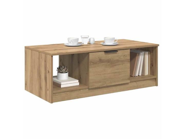 Table basse Chêne artisanal - - 102x50x36 cm - bois d'ingénierie - Capacité 75 kg - Structure stable 955309