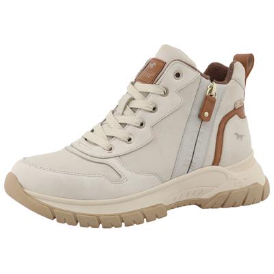 Winterboots MUSTANG SHOES "Raissa", Damen, Gr. 41, Textil, braun (creme, braun), Lederimitat, Schuhe Winterboots, Schnürboot, Trekkingboots mit TEX-Membrane