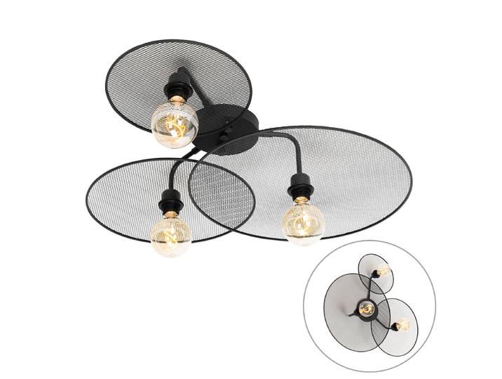 Applique murale design noire avec grille 3 lumières - Jane