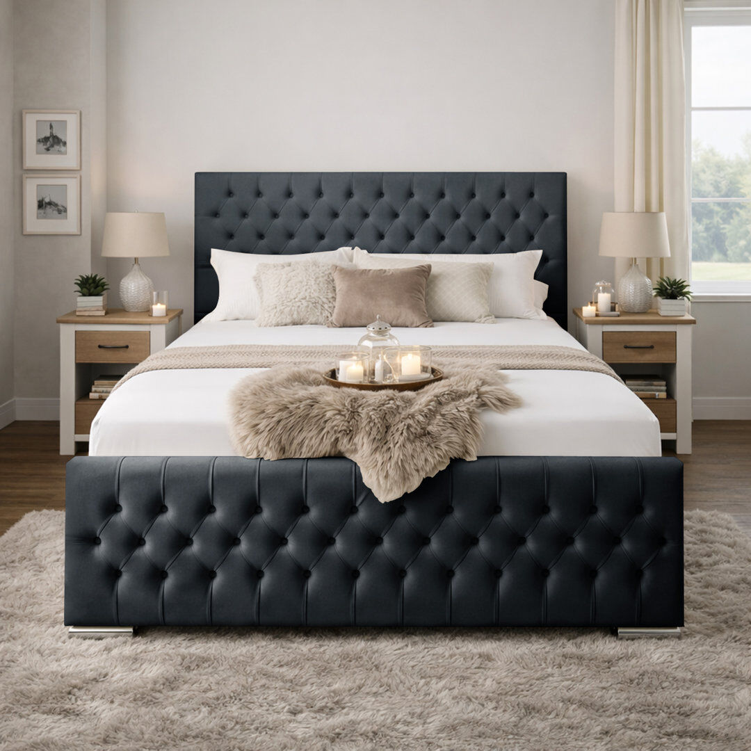 Canora Grey Kensington Upholstered Bed Frame Steel Super King (6')