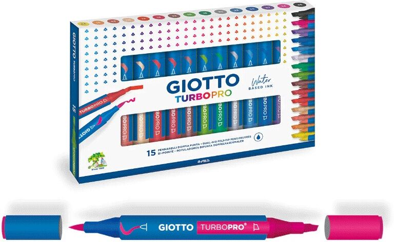 Pochette 15 Marqueurs double pointe TURBO PRO - Giotto