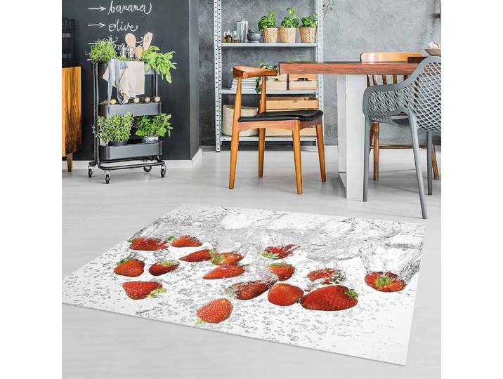Tapis en vinyle Fraises fraîches 160 x 120cm Blanc